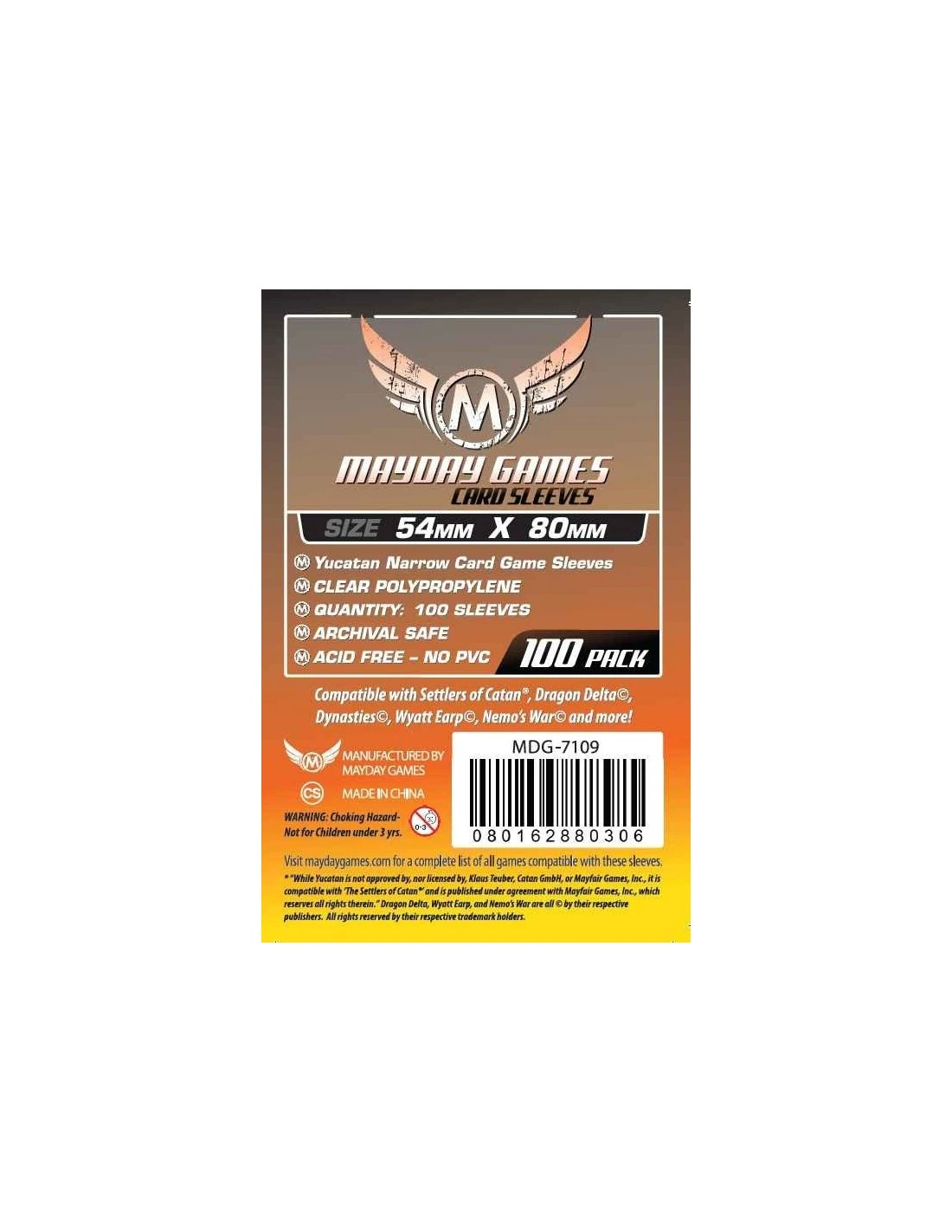 Mayday: 54mm X 80mm: Yucatan Narrow Card Game Sleeves (100 Stuks) 1 Mayday: 54mm X 80mm: Yucatan Narrow Card Game Sleeves (100 Stuks)