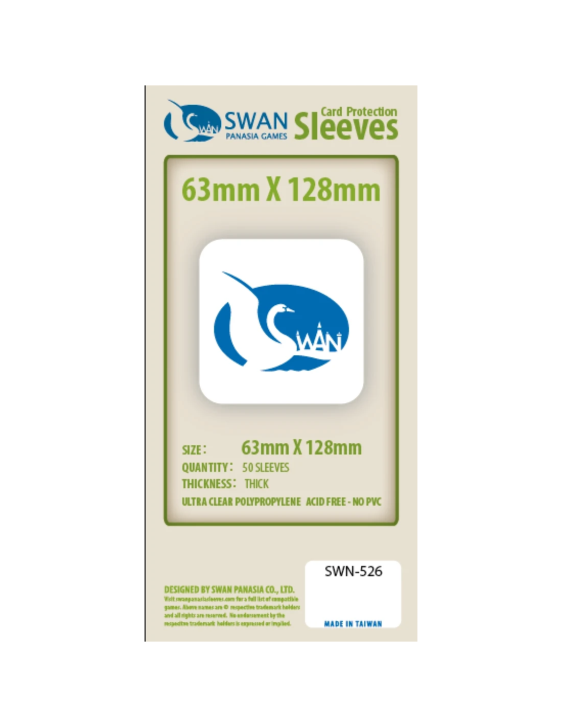 Swan: 63mm X 128mm: Sleeves Thick (50 Stuks) 1 Swan: 63mm X 128mm: Sleeves Thick (50 Stuks)