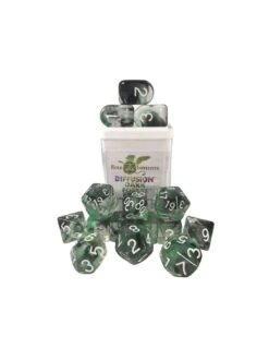 Polyhydral Diceset - 15 Dice: Diffusion Dark Forest