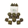 Polyhydral Diceset - 15 Dice: Translucent Black With Yellow Numbers