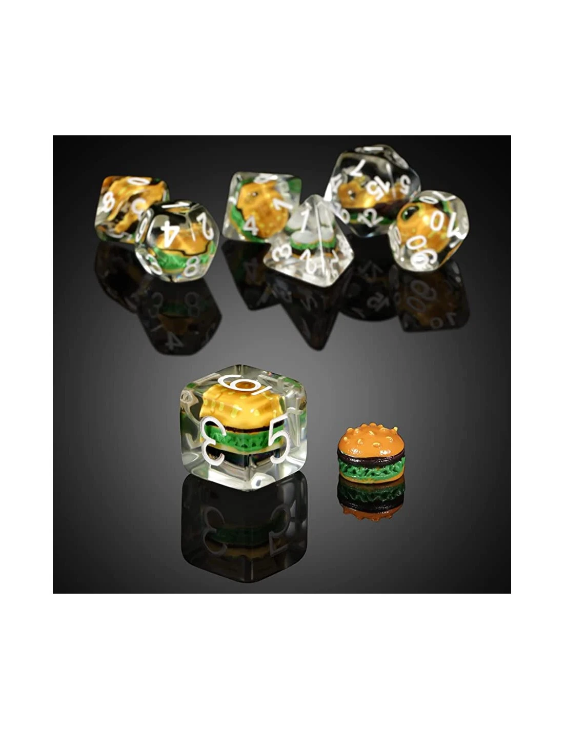 Resin Dice Set (7) Hamburger 1 Resin Dice Set (7) Hamburger
